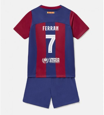 Maillot de foot Barcelona Ferran Torres #7 Domicile enfant 2023-24 Manches Courte (+ pantalon court)